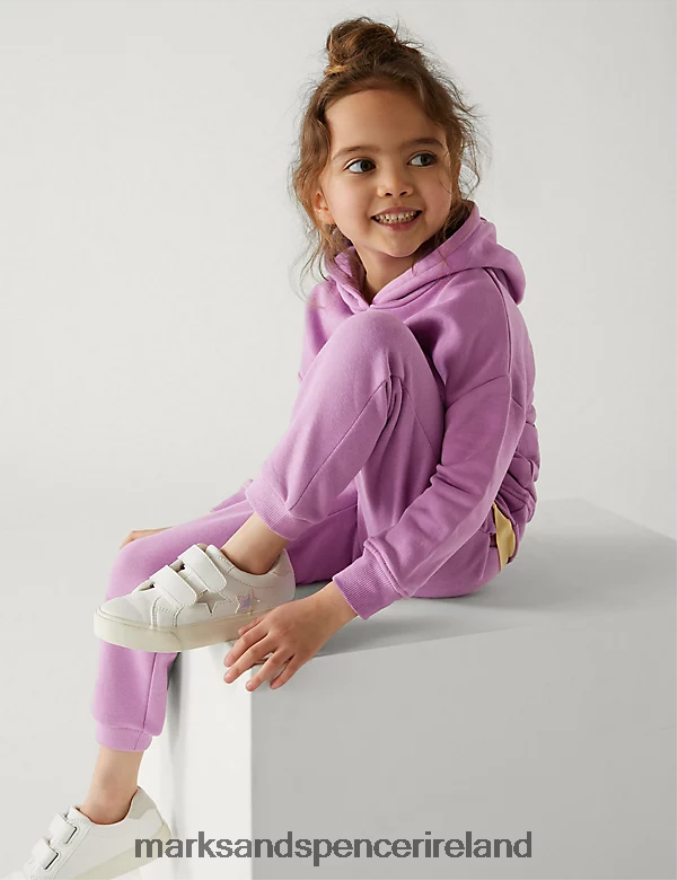 Marks & Spencer Kids Cotton Rich Joggers Purple Clothing 2VJ8DF9535