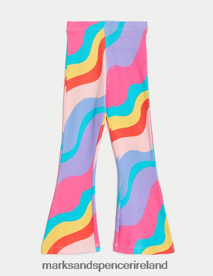 Marks & Spencer Kids Cotton Rich Patterned Flared Leggings Multi Clothing 2VJ8DF8773