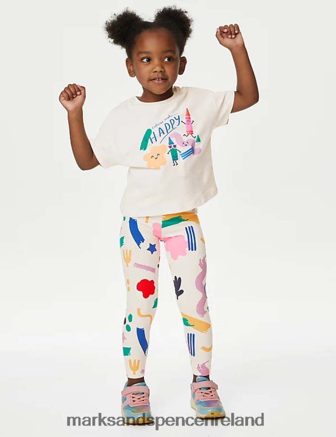 Marks & Spencer Kids Cotton Rich Patterned Leggings Multi Clothing 2VJ8DF8841