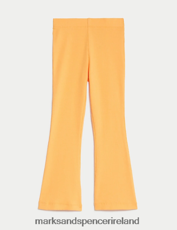 Marks & Spencer Kids Cotton Rich Ribbed Flared Leggings Orange Clothing 2VJ8DF9271