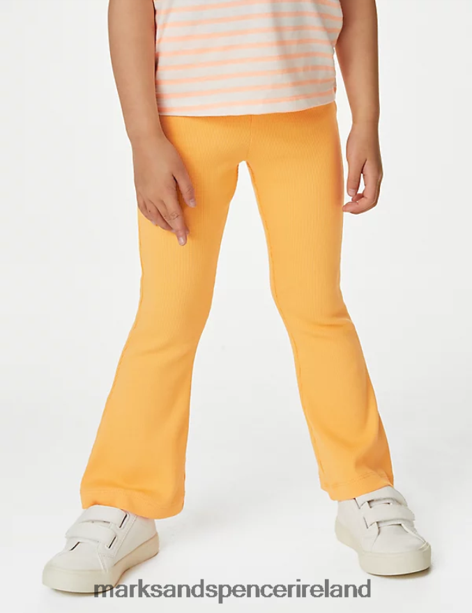 Marks & Spencer Kids Cotton Rich Ribbed Flared Leggings Orange Clothing 2VJ8DF9271