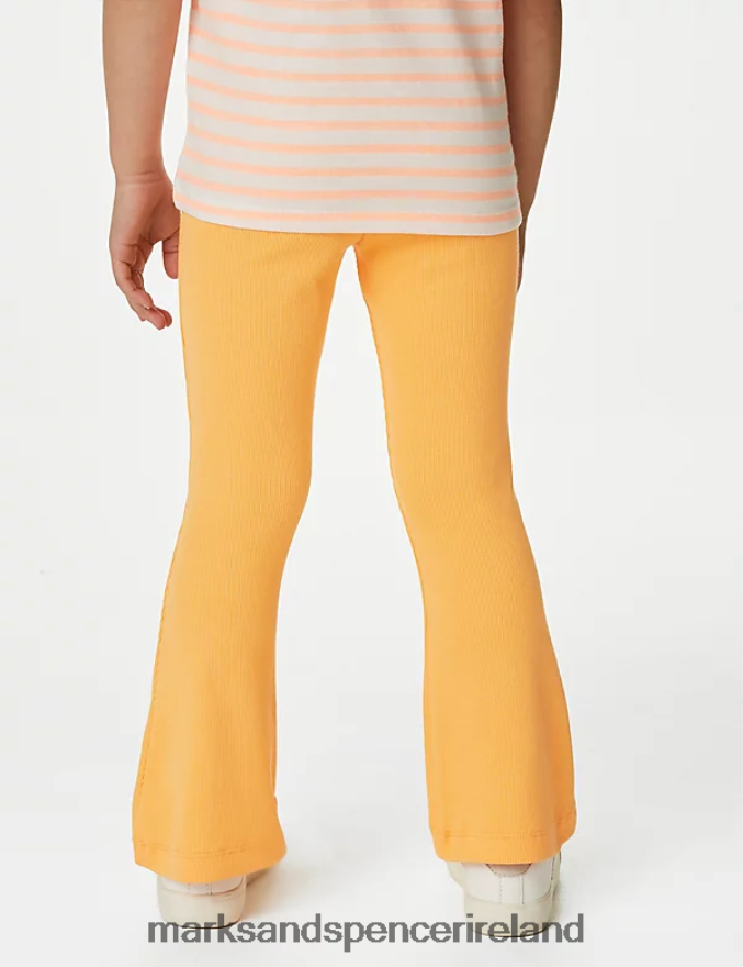 Marks & Spencer Kids Cotton Rich Ribbed Flared Leggings Orange Clothing 2VJ8DF9271