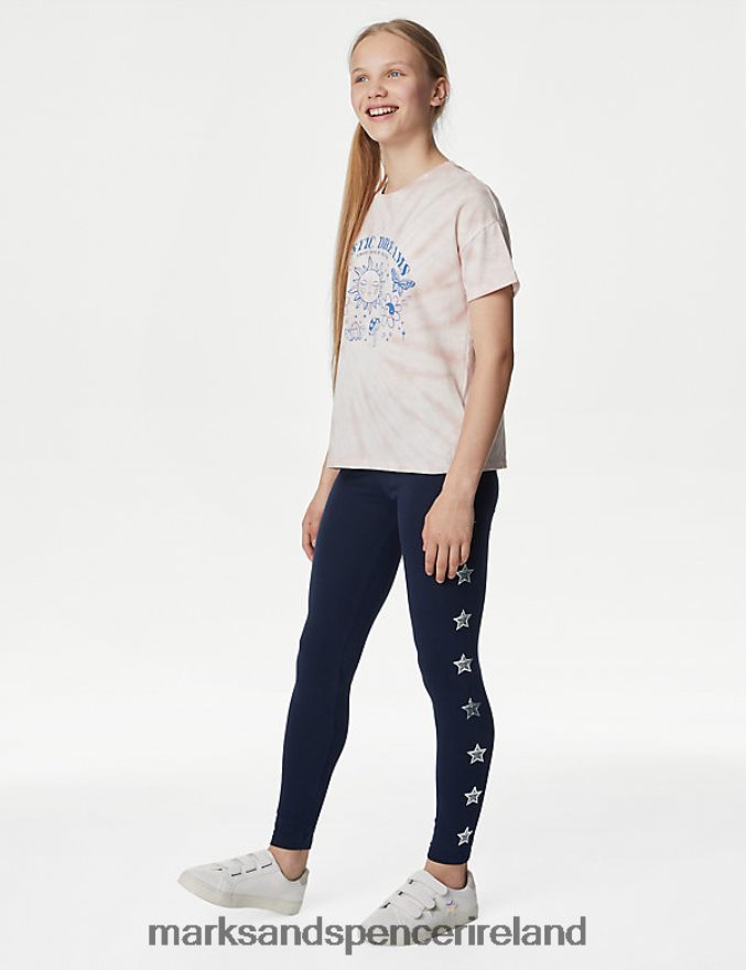 Marks & Spencer Kids Cotton Rich Stars Leggings Navy Clothing 2VJ8DF9051