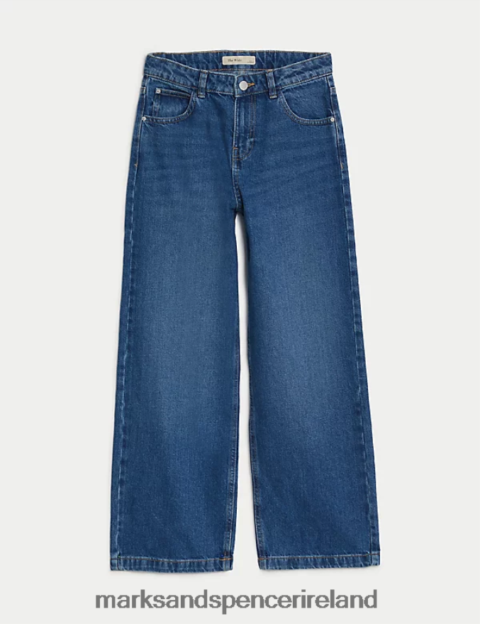Marks & Spencer Kids Wide Leg Denim Jeans Dark Denim Clothing 2VJ8DF8944