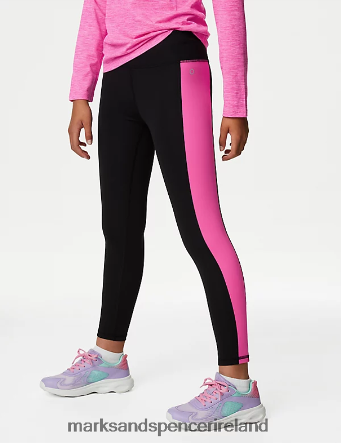 Marks & Spencer Kids Colour Block Sports Leggings Black School Uniform 2VJ8DF8995