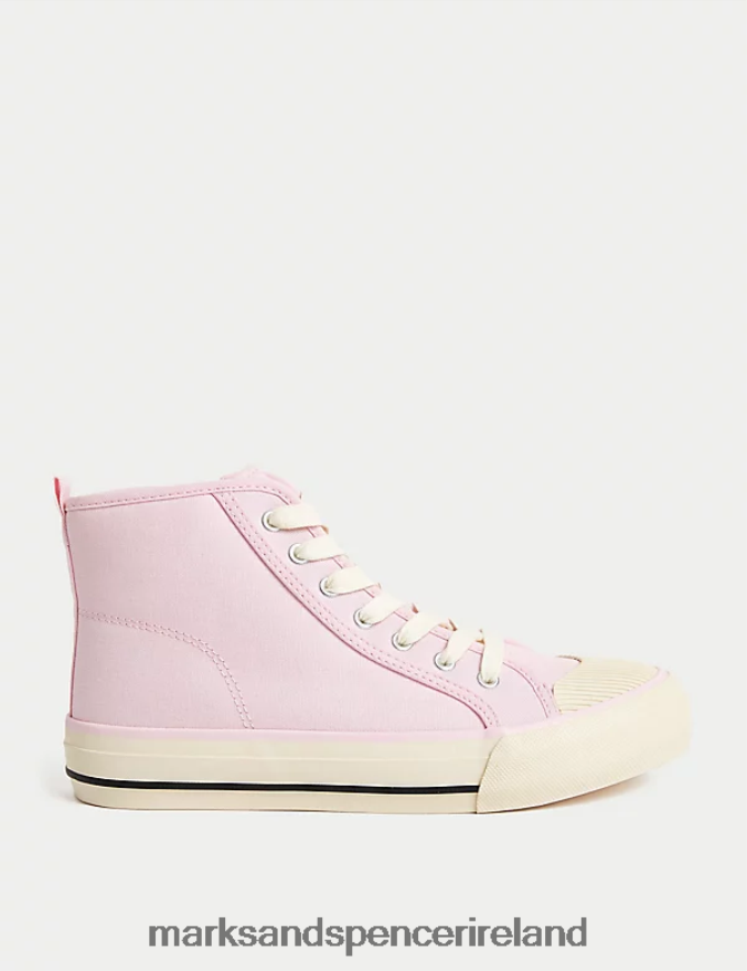 Marks & Spencer Kids Canvas Freshfeet High Tops Pink Footwear 2VJ8DF9555