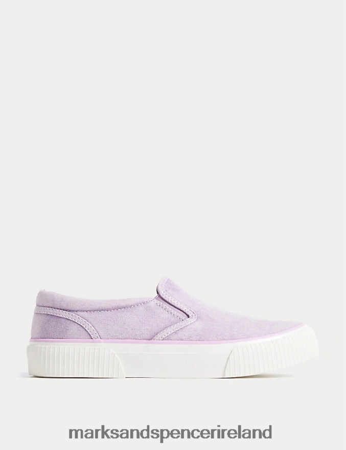 Marks & Spencer Kids Canvas Slip-on Pumps Lilac Footwear 2VJ8DF9728