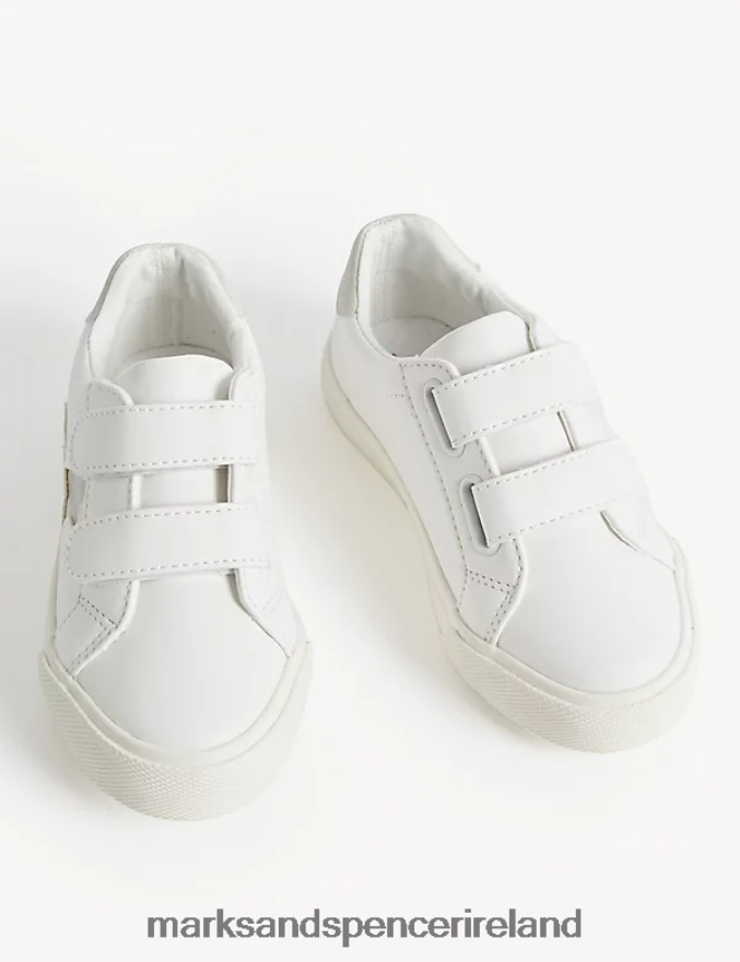 Marks & Spencer Kids FreshFeet Star Riptape Trainers White Mix Footwear 2VJ8DF8016