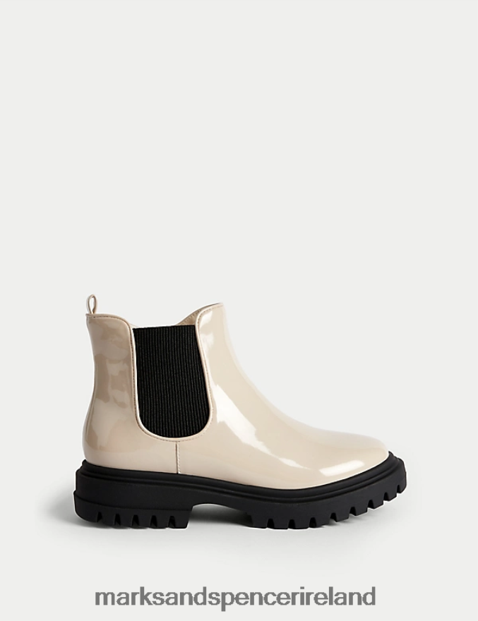 Marks & Spencer Kids Freshfeet Chunky Chelsea Boots Cream Footwear 2VJ8DF9189