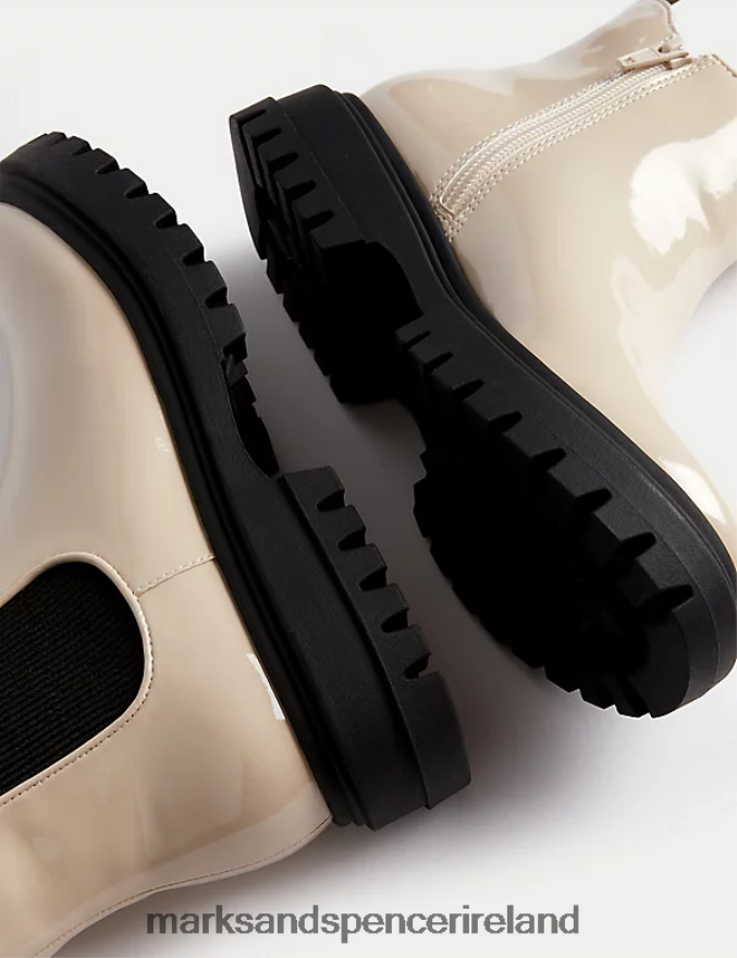 Marks & Spencer Kids Freshfeet Chunky Chelsea Boots Cream Footwear 2VJ8DF9189