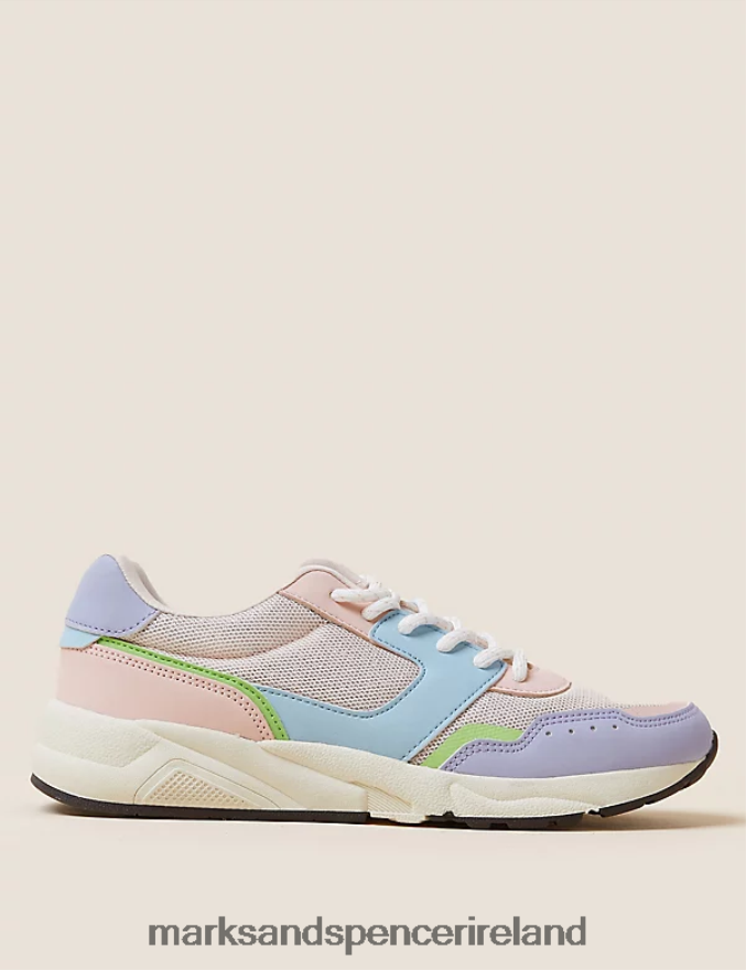 Marks & Spencer Kids Freshfeet Colour Block Trainers Multi Footwear 2VJ8DF9905