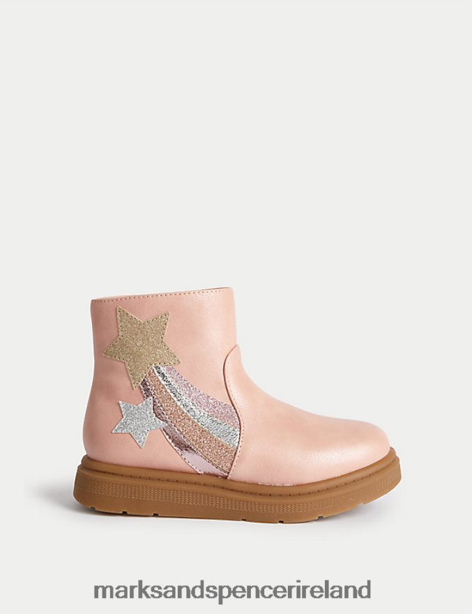 Marks & Spencer Kids Freshfeet Rainbow Chelsea Boots Pink Footwear 2VJ8DF9196