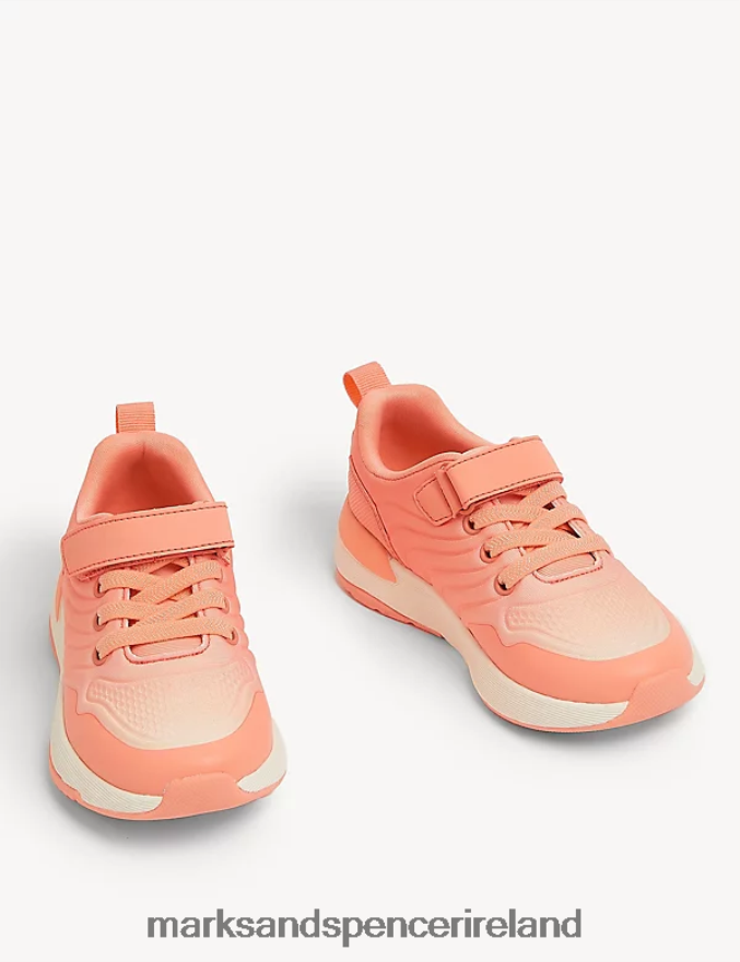 Marks & Spencer Kids Freshfeet Riptape Ombre Trainers Coral Footwear 2VJ8DF9665