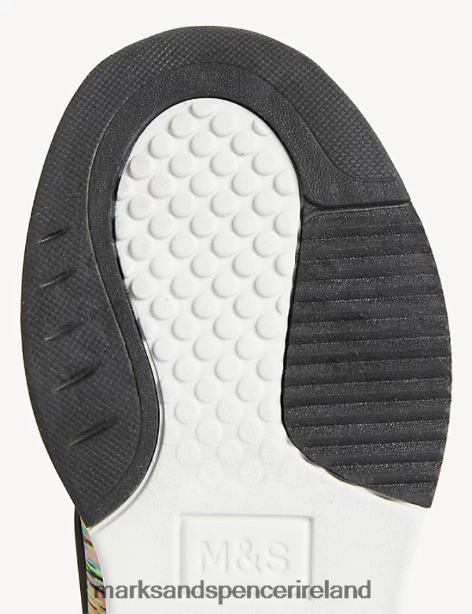 Marks & Spencer Kids Freshfeet Trainers Black Mix Footwear 2VJ8DF8537