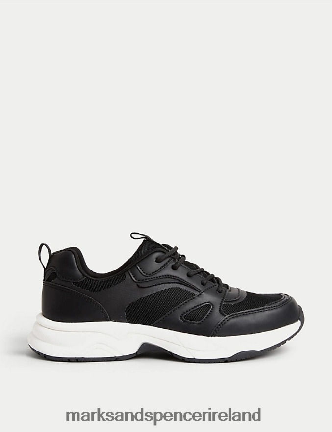 Marks & Spencer Kids Freshfeet Trainers Black Mix Footwear 2VJ8DF9522
