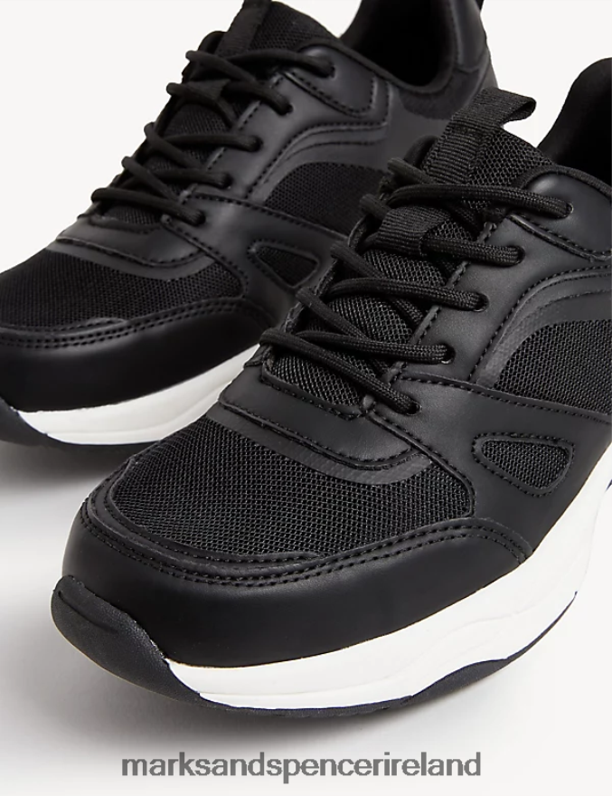 Marks & Spencer Kids Freshfeet Trainers Black Mix Footwear 2VJ8DF9522