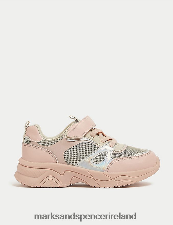 Marks & Spencer Kids Freshfeet Trainers Pink Mix Footwear 2VJ8DF9840