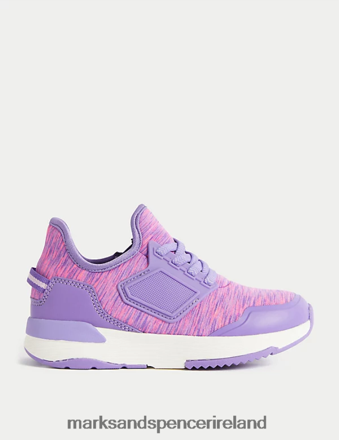 Marks & Spencer Kids Freshfeet Trainers Purple Mix Footwear 2VJ8DF8696
