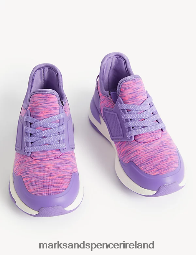 Marks & Spencer Kids Freshfeet Trainers Purple Mix Footwear 2VJ8DF8696