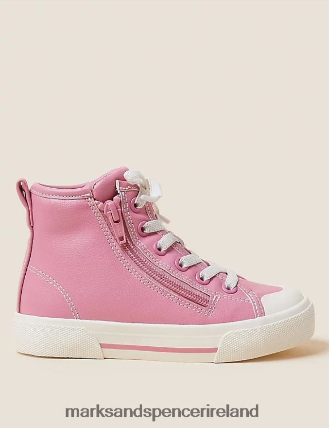 Marks & Spencer Kids Freshfeet Zip High Tops Pink Footwear 2VJ8DF9503