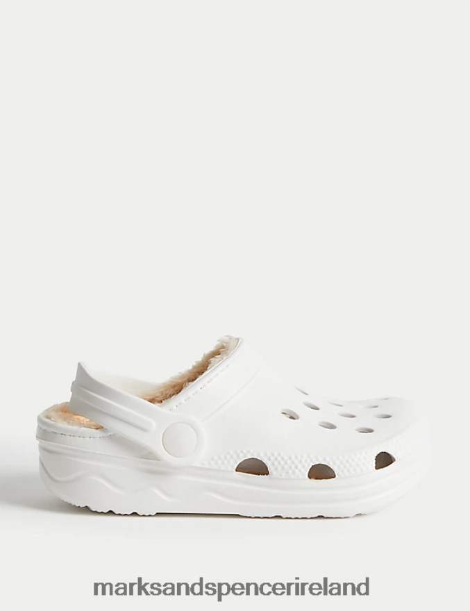 Marks & Spencer Kids Fur Lined Clogs Cream Footwear 2VJ8DF9587