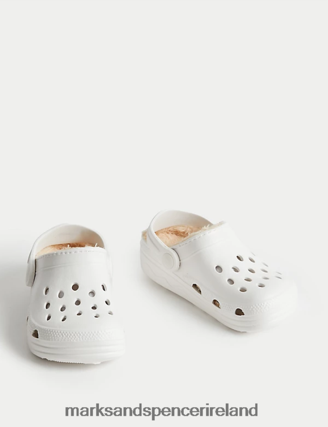 Marks & Spencer Kids Fur Lined Clogs Cream Footwear 2VJ8DF9587