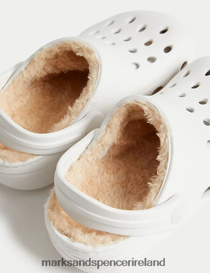 Marks & Spencer Kids Fur Lined Clogs Cream Footwear 2VJ8DF9587
