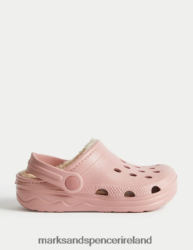 Marks & Spencer Kids Fur Lined Clogs Sandstone Footwear 2VJ8DF9816