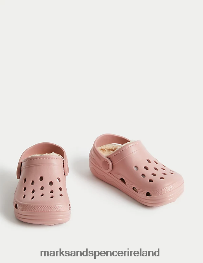 Marks & Spencer Kids Fur Lined Clogs Sandstone Footwear 2VJ8DF9816