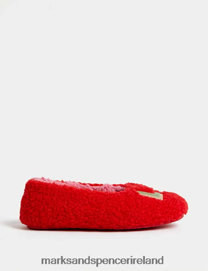 Marks & Spencer Kids Love Slippers Red Footwear 2VJ8DF9269