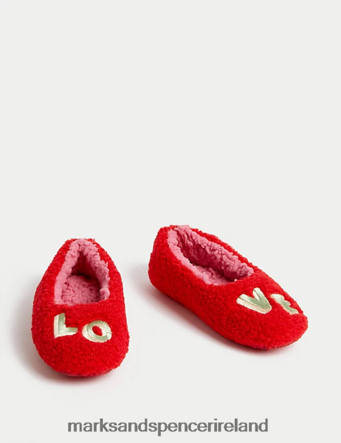 Marks & Spencer Kids Love Slippers Red Footwear 2VJ8DF9269