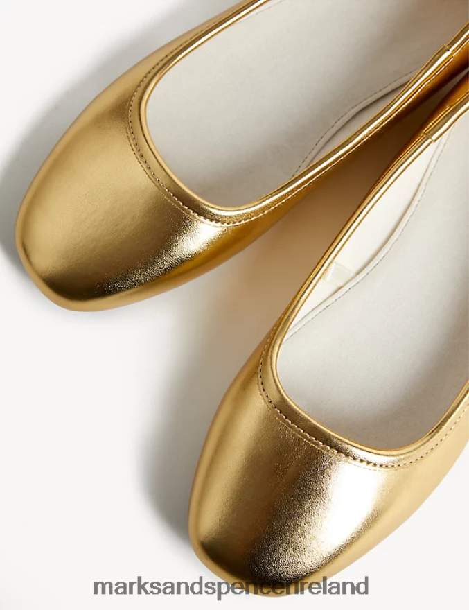 Marks & Spencer Kids Metallic Ballet Pumps Gold Footwear 2VJ8DF9656