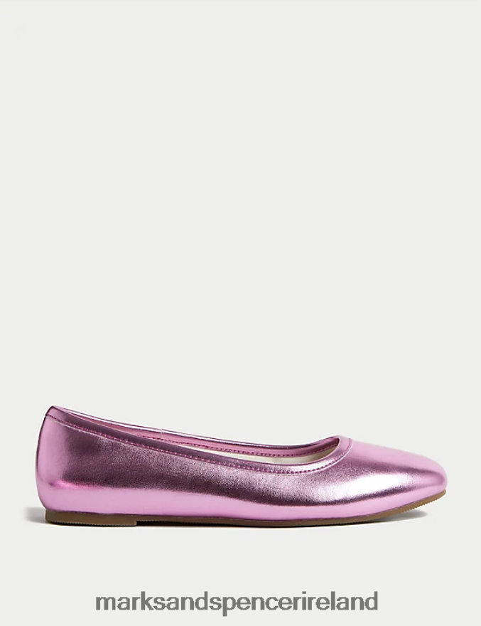 Marks & Spencer Kids Metallic Ballet Pumps Pink Footwear 2VJ8DF9657