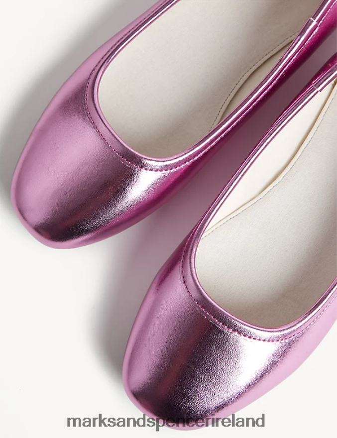 Marks & Spencer Kids Metallic Ballet Pumps Pink Footwear 2VJ8DF9657
