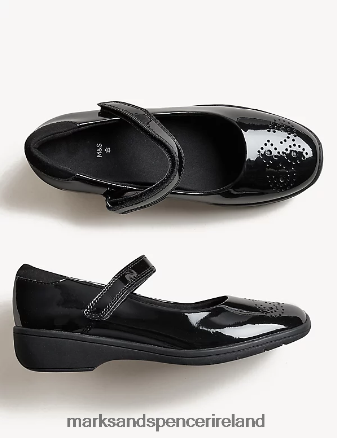 Marks & Spencer Kids Patent Leather School Shoes Black Footwear 2VJ8DF9903