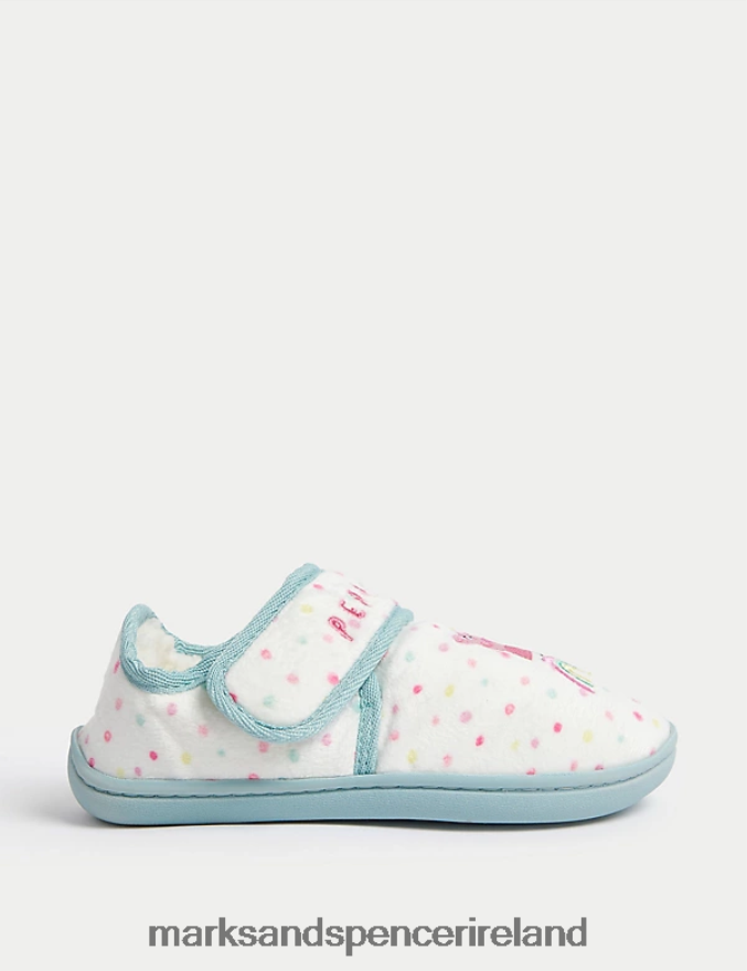 Marks & Spencer Kids Peppa Pig Riptape Slippers Cream Footwear 2VJ8DF9528