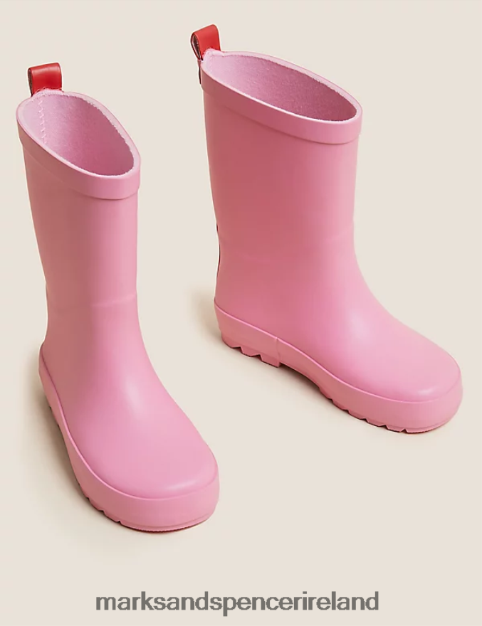 Marks & Spencer Kids Plain Welly Boots Pink Footwear 2VJ8DF9945