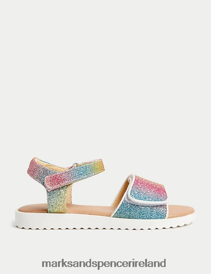 Marks & Spencer Kids Rainbow Glitter Riptape Sandals Multi Footwear 2VJ8DF9798