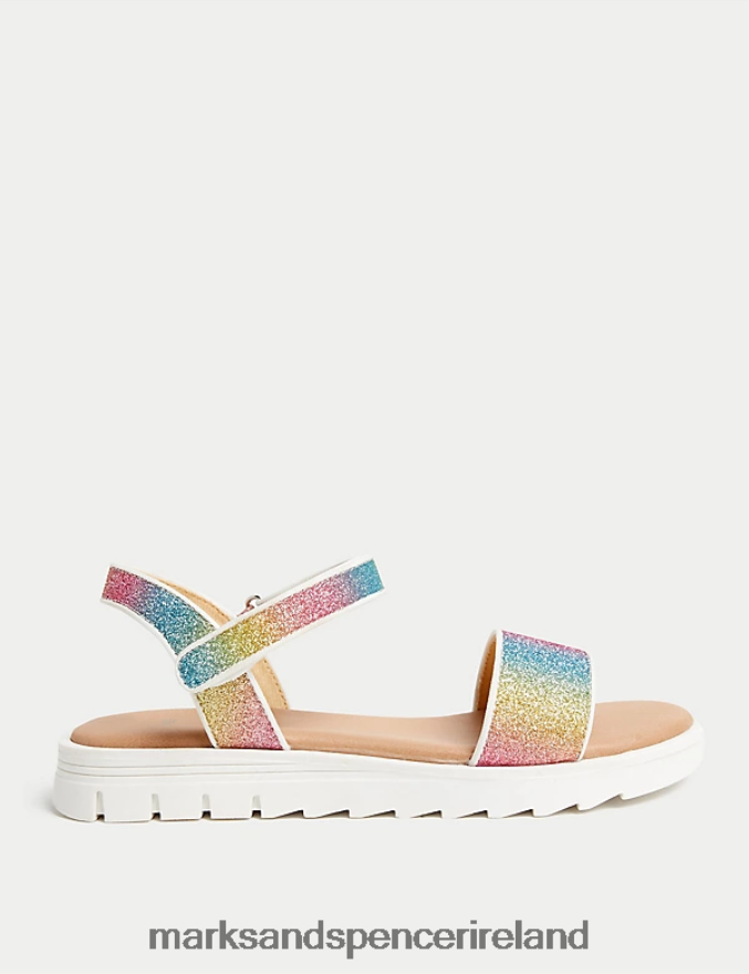 Marks & Spencer Kids Rainbow Glitter Sandals Multi Footwear 2VJ8DF9841