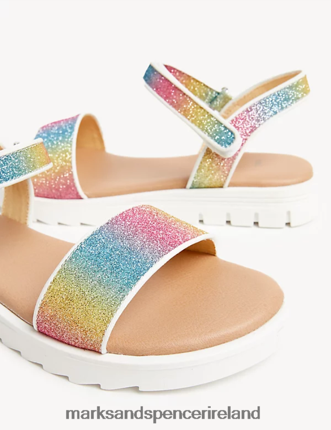 Marks & Spencer Kids Rainbow Glitter Sandals Multi Footwear 2VJ8DF9841
