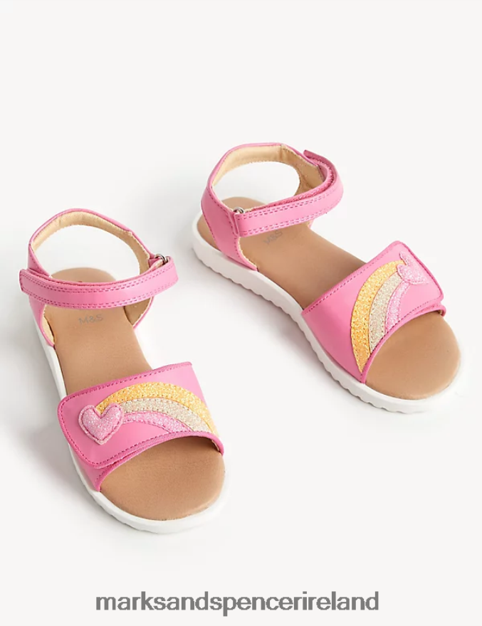 Marks & Spencer Kids Rainbow Riptape Sandals Pink Footwear 2VJ8DF9898