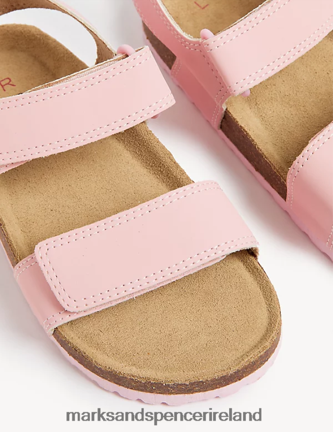 Marks & Spencer Kids Riptape Footbed Sandals Pink Footwear 2VJ8DF8969