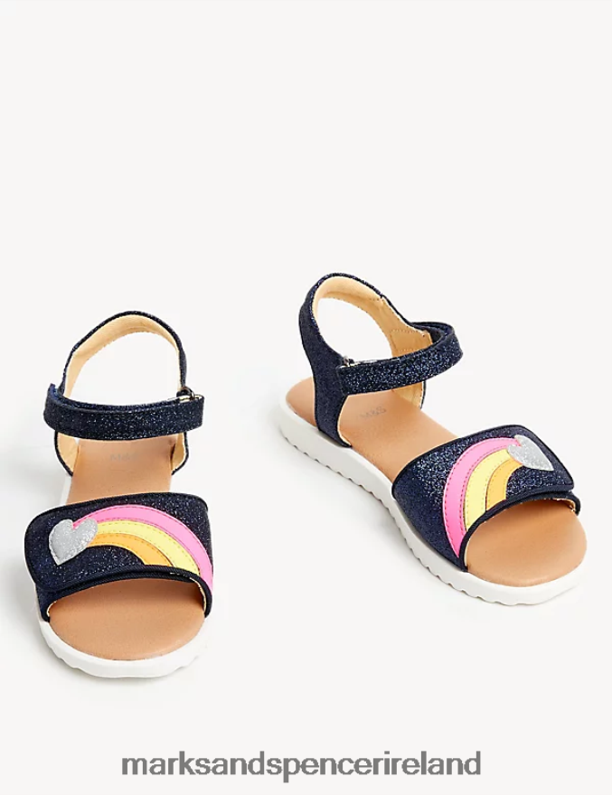 Marks & Spencer Kids Riptape Glitter Sandals Navy Footwear 2VJ8DF9531