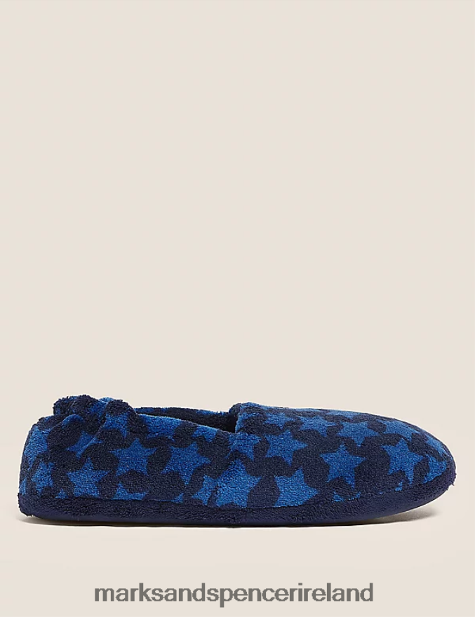 Marks & Spencer Kids Star Slippers Blue Mix Footwear 2VJ8DF8762