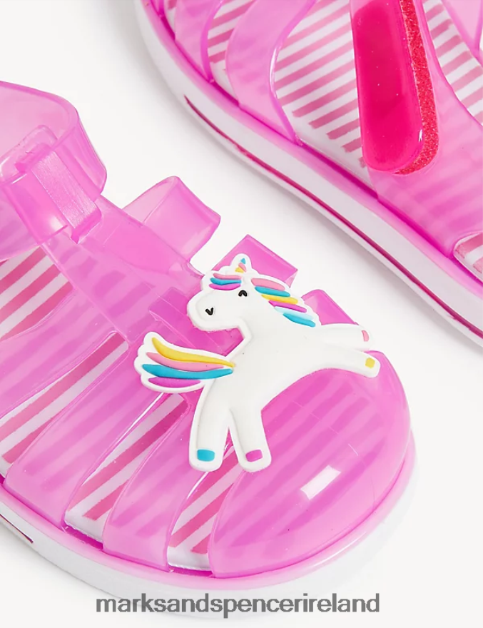 Marks & Spencer Kids Unicorn Riptape Jelly Sandals Pink Footwear 2VJ8DF9884