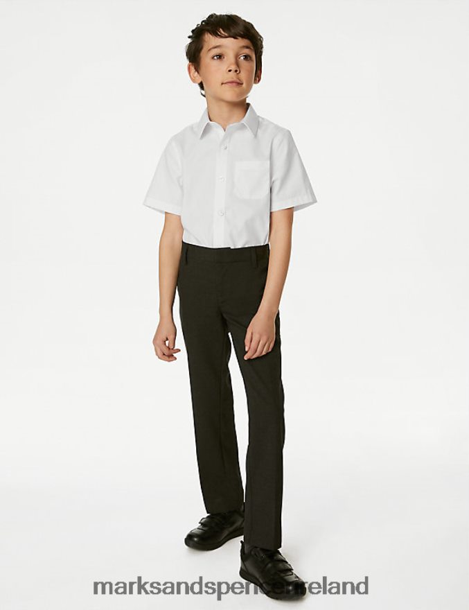 Marks & Spencer Kids 2pk Non-Iron School Shirts White School Uniform 2VJ8DF8264