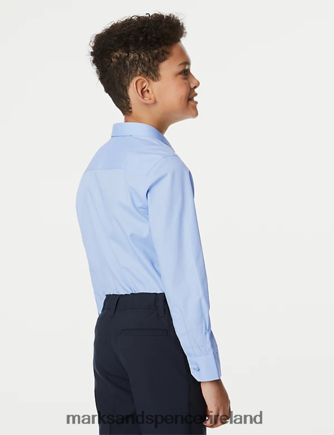 Marks & Spencer Kids 2pk Slim Fit Non-Iron School Shirts Blue School Uniform 2VJ8DF8074
