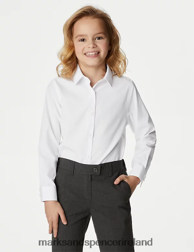 Marks & Spencer Kids 3pk Easy Iron School Shirts White School Uniform 2VJ8DF9092