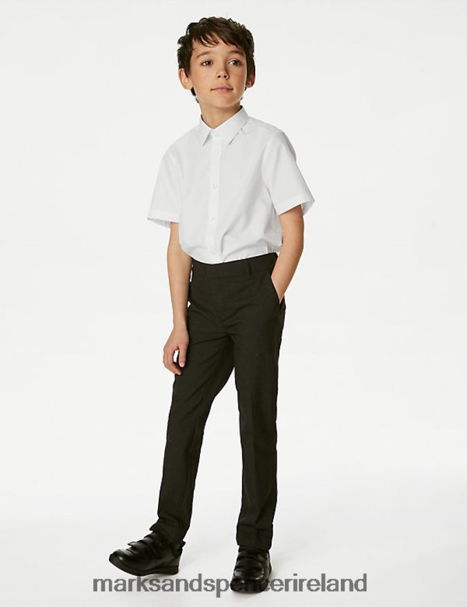Marks & Spencer Kids 3pk Longer Length Easy Iron School Shirts White School Uniform 2VJ8DF8536