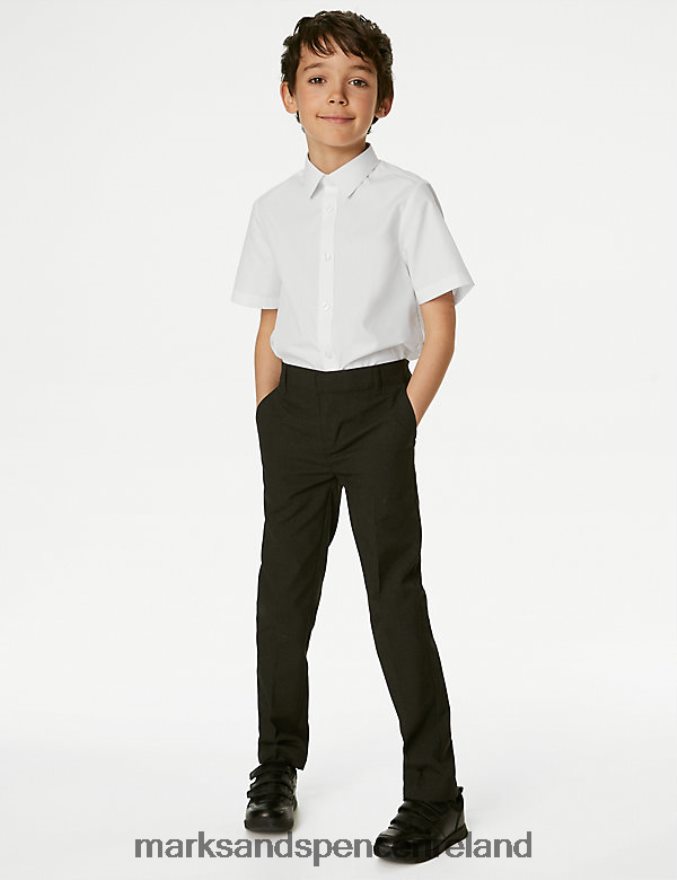 Marks & Spencer Kids 3pk Plus Fit Easy Iron School Shirts White School Uniform 2VJ8DF8382